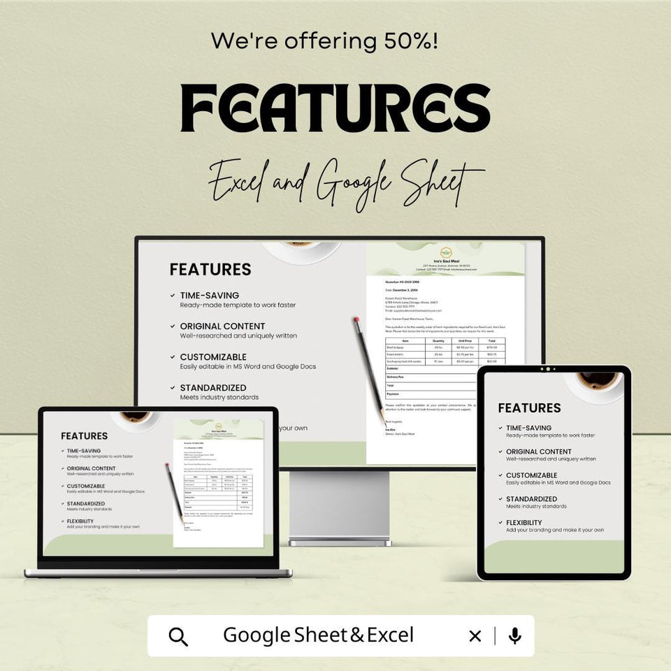 Blank Quotation Sheet – Customizable Excel and Google Sheets Template for Pricing, Invoicing & Estimates – 50% OFF