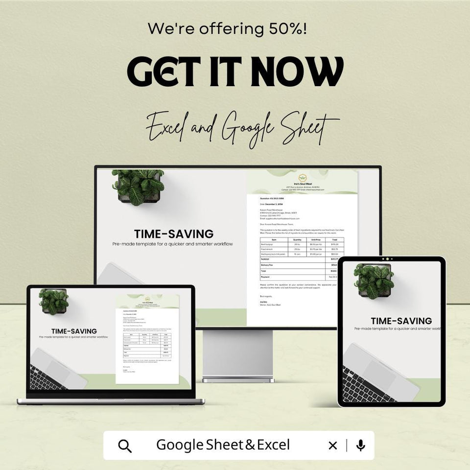 Blank Quotation Sheet – Customizable Excel and Google Sheets Template for Pricing, Invoicing & Estimates – 50% OFF