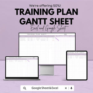 Training Plan Gantt Chart Template | Excel and Google Sheets | Project & Training Schedule Tracker