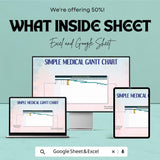 Simple Medical Gantt Chart Template | Excel & Google Sheets | Healthcare Project Management Tool