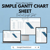 Simple Gantt Chart Template | Excel & Google Sheets | Project Management Tool for Timelines, Tasks, and Deadlines