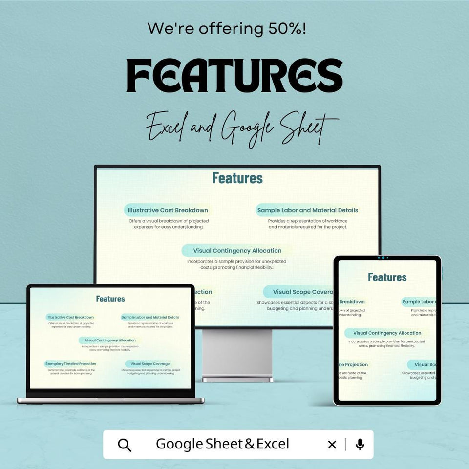 Sample Estimate Template Sheet - Editable Estimate Sheet for Excel and Google Sheets, Business Estimate Template, Professional Estimate |