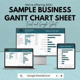 Sample Business Gantt Chart Sheet | Excel & Google Sheets Template | Project Management Chart | Instant Download | Customizable Gantt Chart