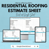 Residential Roofing Estimate Sheet | Excel & Google Sheets Template | Professional Roofing Estimate | Instant Download |