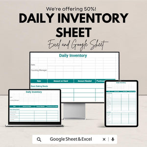 Daily Inventory Sheet | Excel & Google Sheets Template | Inventory Tracking | Stock Management | Instant Download | Customizable Inventory