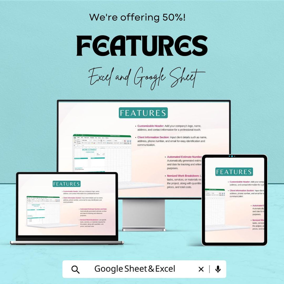 Blank Work Estimate Sheet Template – Excel and Google Sheets – Customizable Invoice & Estimate Tool for Professionals