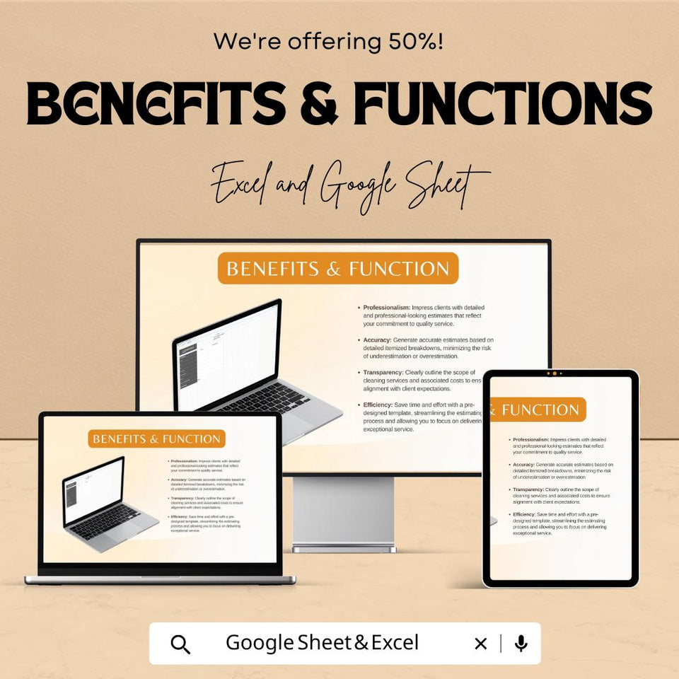 Blank Cleaning Business Estimate Sheet – Excel & Google Sheets Template for Service Estimates, Pricing, and Cost Breakdown
