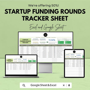 Startup Funding Rounds Tracker Sheet | Excel & Google Sheets Template | Funding Progress Tracker | Startup Investment Tracker |