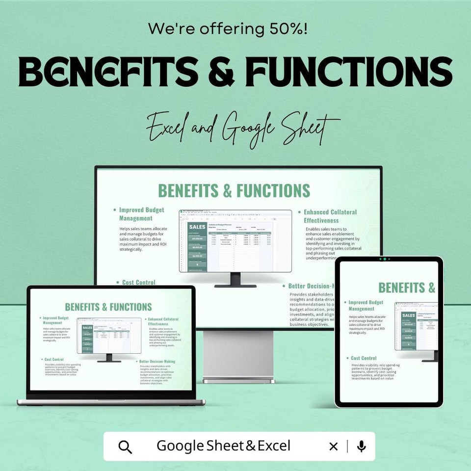Sales Collateral Budget Planner Sheet – Excel and Google Sheets | Sales Budget Tracker | Marketing Budget Allocation & Expense Management