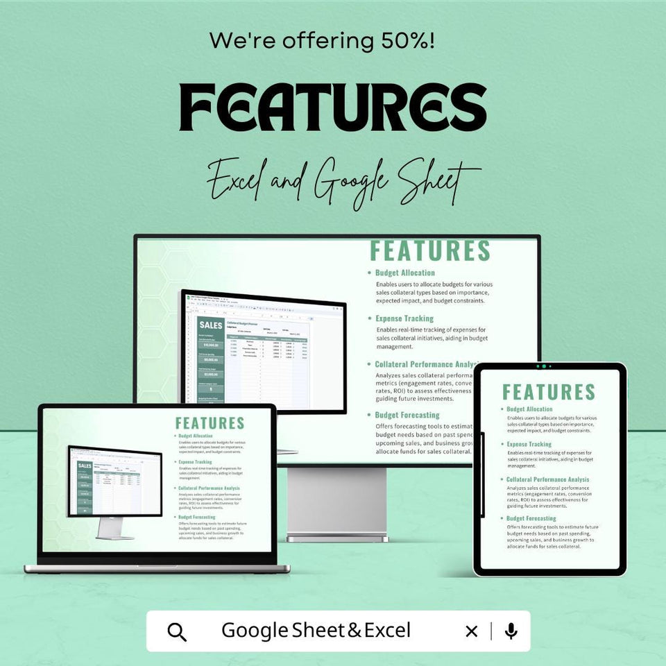 Sales Collateral Budget Planner Sheet – Excel and Google Sheets | Sales Budget Tracker | Marketing Budget Allocation & Expense Management