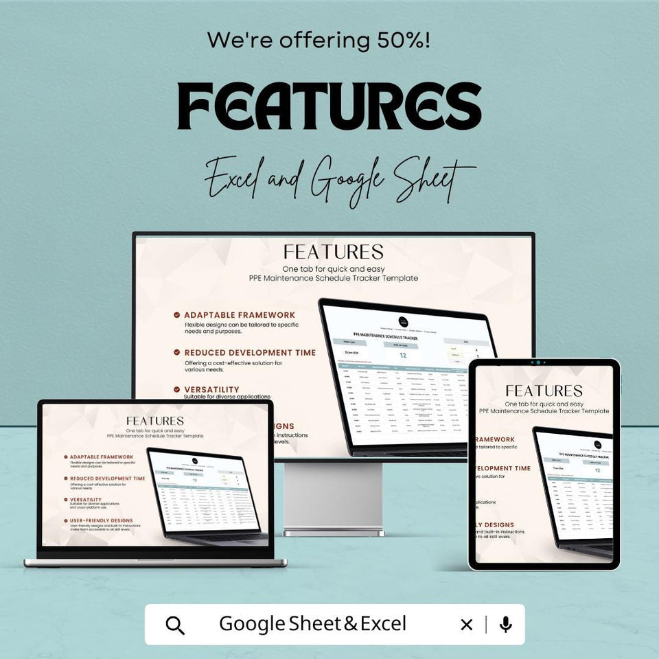PPE Maintenance Schedule Tracker Sheet | Excel & Google Sheets Template | Personal Protective Equipment Tracker | Safety Compliance Tool |