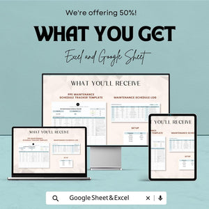 PPE Maintenance Schedule Tracker Sheet | Excel & Google Sheets Template | Personal Protective Equipment Tracker | Safety Compliance Tool |