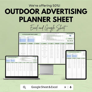 Outdoor Advertising Planner Sheet – Excel & Google Sheets | Advertising Campaign Tracker | Budget Management, Campaign Planning