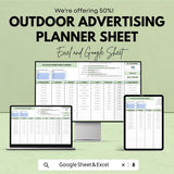 Outdoor Advertising Planner Sheet – Excel & Google Sheets | Advertising Campaign Tracker | Budget Management, Campaign Planning