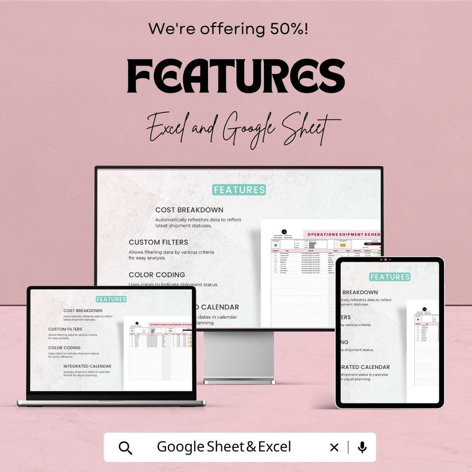 Operations Shipment Schedule Tracker Sheet | Excel & Google Sheet Template | Product Management | Shipment Tracker |