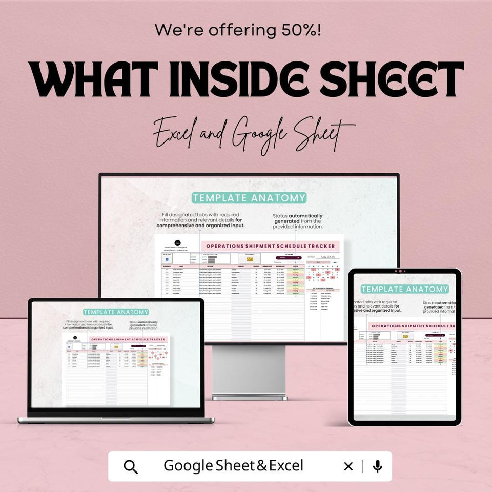 Operations Shipment Schedule Tracker Sheet | Excel & Google Sheet Template | Product Management | Shipment Tracker |