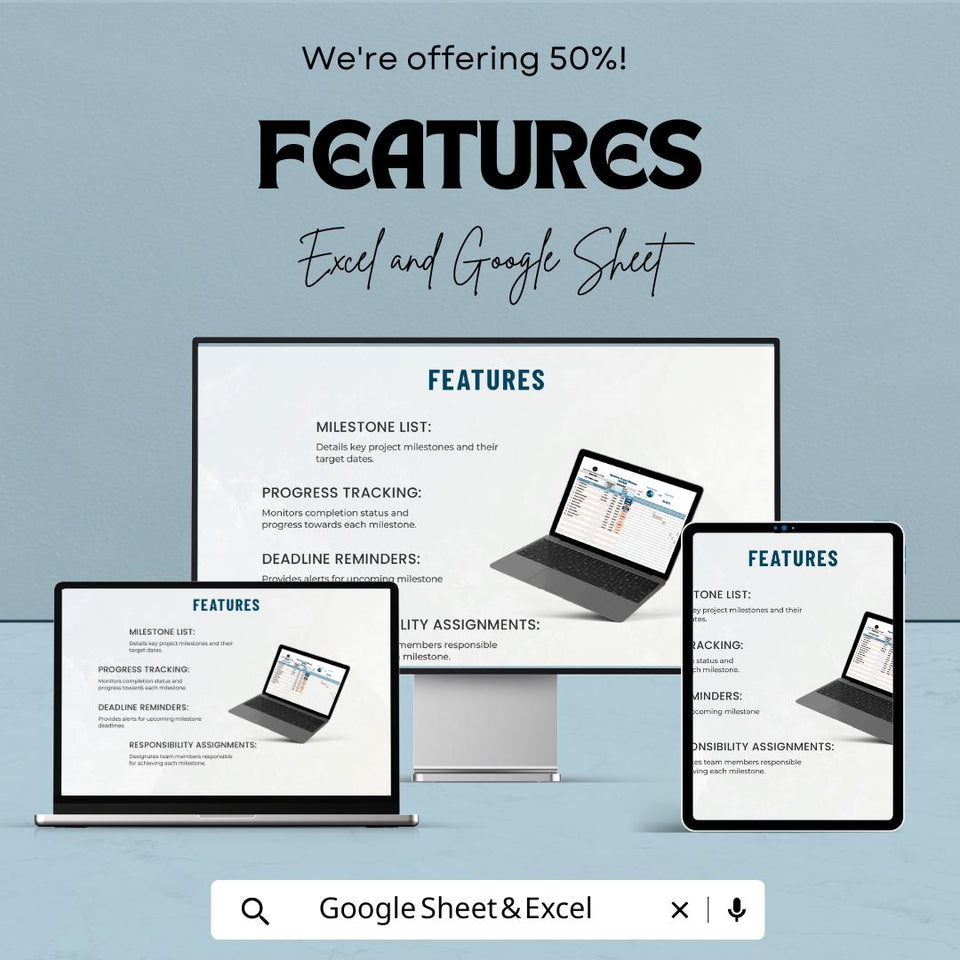 Operations Project Milestone Tracker Sheet - Excel and Google Sheet Template for Project Management, Track Milestones & Deadlines,