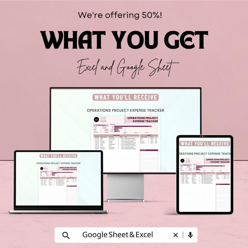 Operations Project Expense Tracker Sheet | Excel & Google Sheet Template for Budget Management | Financial Planning Tool | Project Cost