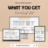 Operations Facility Maintenance Tracker Sheet – Excel & Google Sheets | Facility Maintenance Log Template | Task Scheduling, Asset Tracking