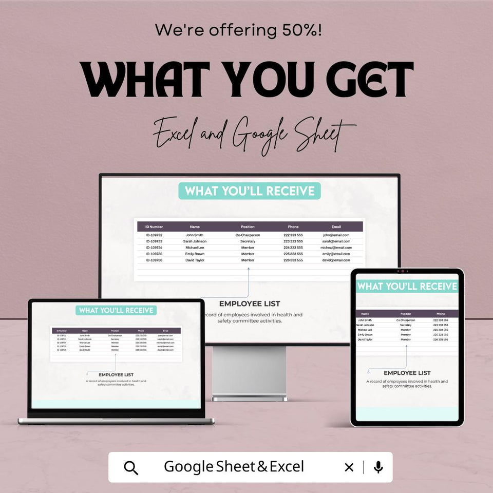 Health & Safety Committee Activity Tracker Sheet | Excel and Google Sheets Template | Task Management | Compliance Tracker | Incident Log |