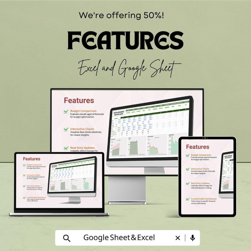 Financial Performance Indicators (FPI) Tracker Sheet | Excel & Google Sheets Template | Track Financial KPIs | Business Analytics Tool |