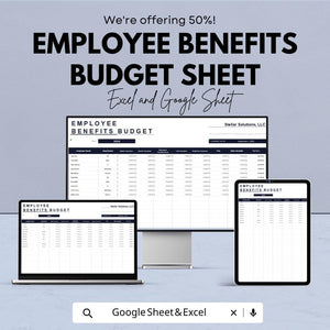 50% OFF - Employee Benefits Budget Sheet - Excel & Google Sheets | Manage Employee Benefits and Expenses | Benefits Tracking Template