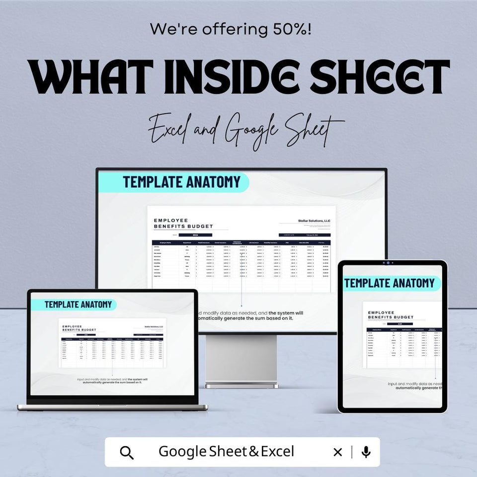 50% OFF - Employee Benefits Budget Sheet - Excel & Google Sheets | Manage Employee Benefits and Expenses | Benefits Tracking Template