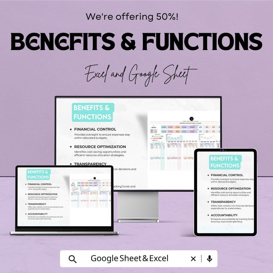 Emergency Response Budget Tracker Sheet | Excel & Google Sheet | Budget Management Tool for Emergencies | Expense Tracking |