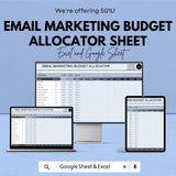 50% OFF - Email Marketing Budget Allocator Sheet - Excel & Google Sheets | Manage and Track Email Marketing Budgets | Customizable |