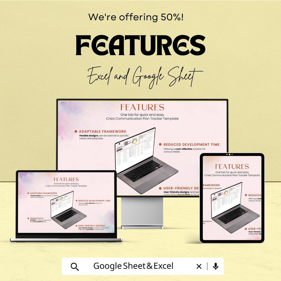 Crisis Communication Plan Tracker Sheet | Excel & Google Sheets Template | Crisis Management Tool | Business Planning | Communication |
