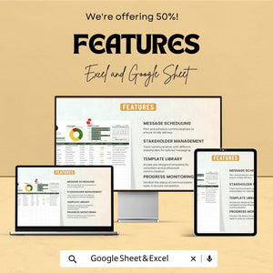 50% OFF - Administration Communication Plan Tracker Sheet - Excel & Google Sheets | Track and Manage Communication Efforts |