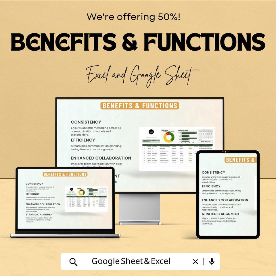 50% OFF - Administration Communication Plan Tracker Sheet - Excel & Google Sheets | Track and Manage Communication Efforts |