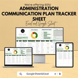 50% OFF - Administration Communication Plan Tracker Sheet - Excel & Google Sheets | Track and Manage Communication Efforts |