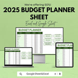 2025 Budget Planner Sheet | Excel & Google Sheet | Monthly Budget Tracker, Expense Organizer, Financial Planner