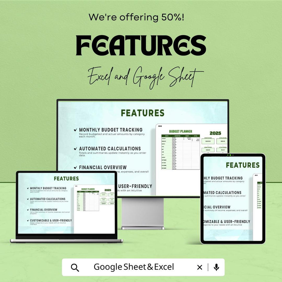 2025 Budget Planner Sheet | Excel & Google Sheet | Monthly Budget Tracker, Expense Organizer, Financial Planner