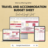 Travel and Accommodation Budget Sheet – Excel & Google Sheet Template – 2024 Travel Planning for Hotels and Businesses – Track Travel |