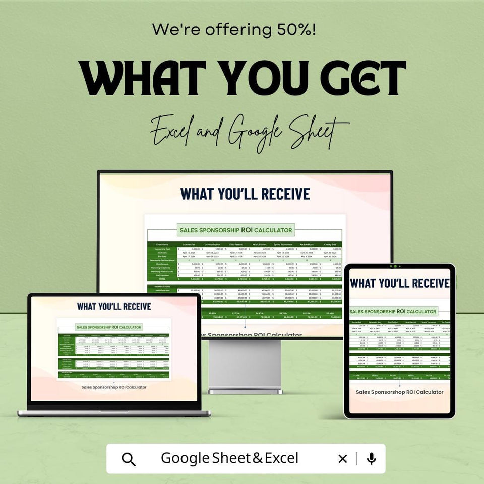 Sales Sponsorship ROI Calculator – Excel & Google Sheets Template for Sponsorship Analysis – 50% Off