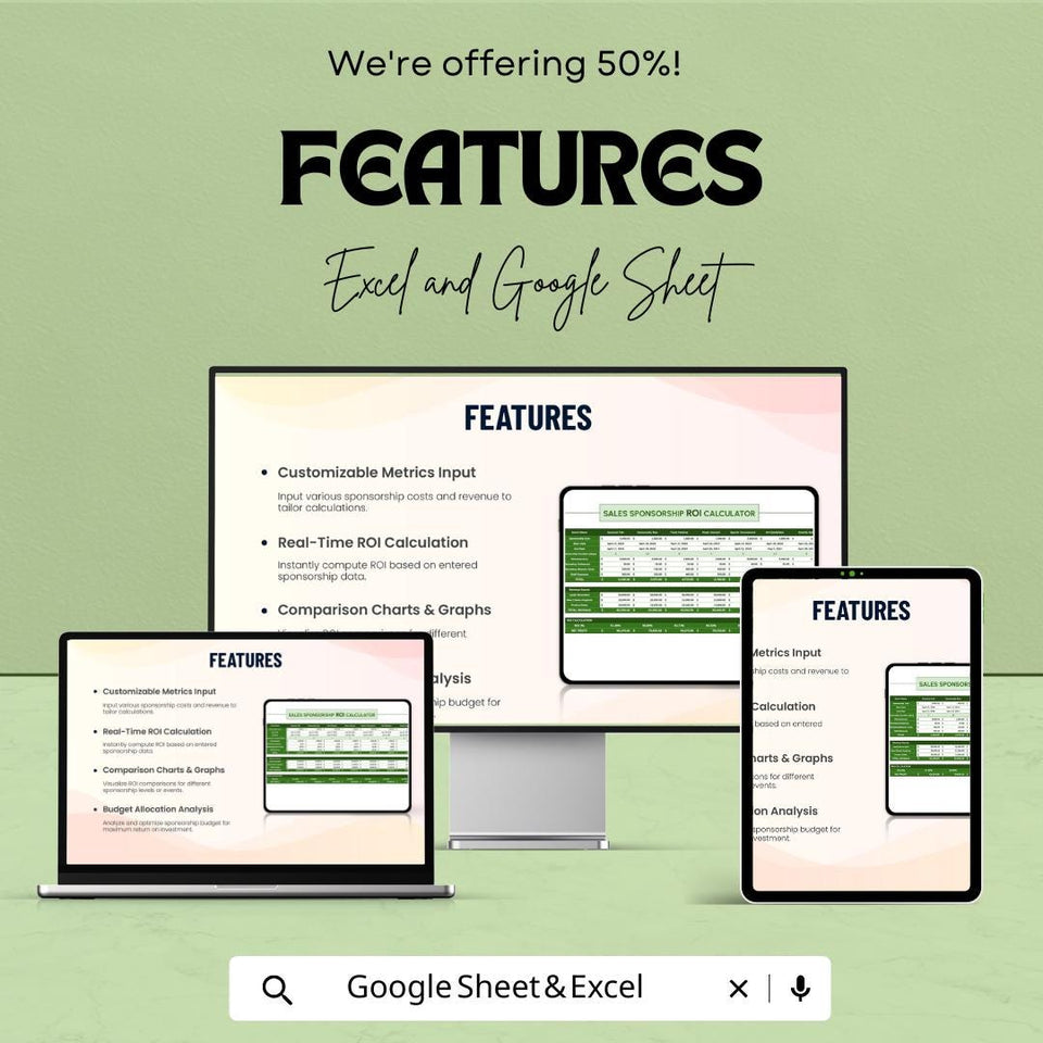 Sales Sponsorship ROI Calculator – Excel & Google Sheets Template for Sponsorship Analysis – 50% Off