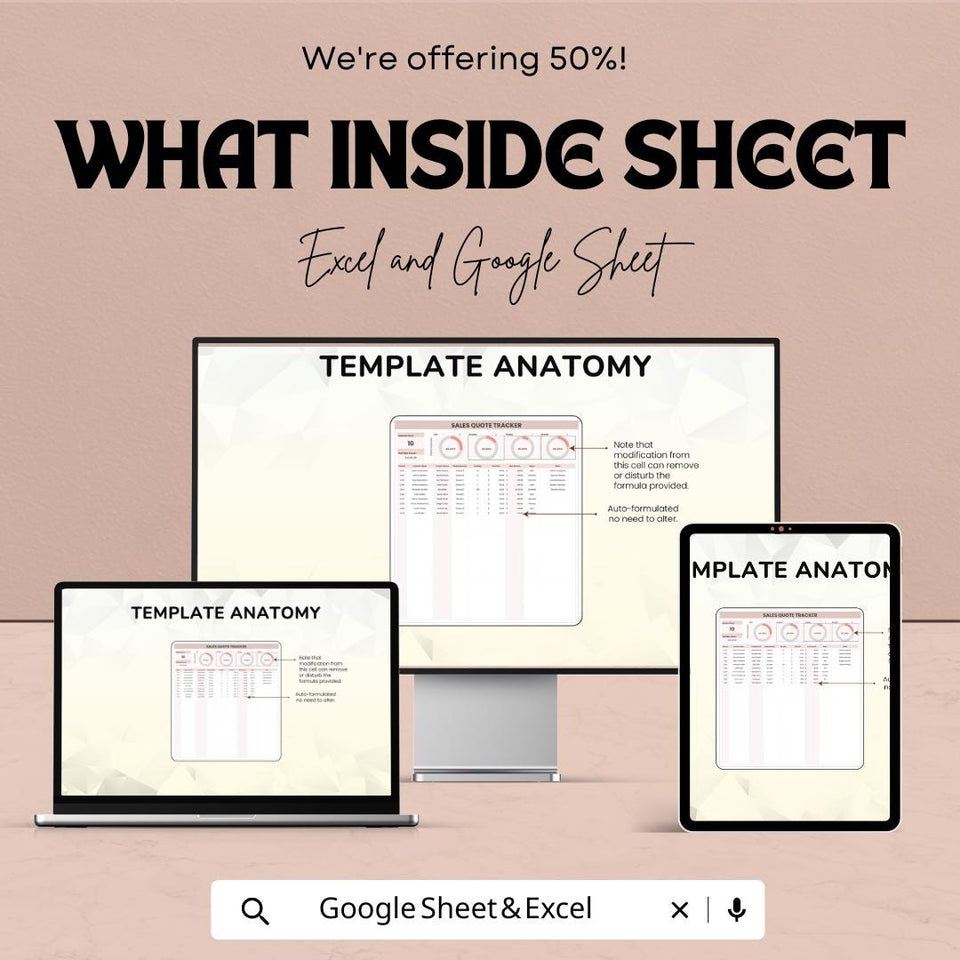 Sales Quote Tracker Sheet | Sales Quote Management | Excel & Google Sheets Template | Sales Performance Tracking | 50% Off