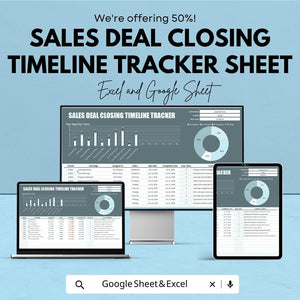 Sales Deal Closing Timeline Tracker Sheet - Excel & Google Sheets Template | Sales Deal Progress Tracker | Closing Rate Monitor for 2024