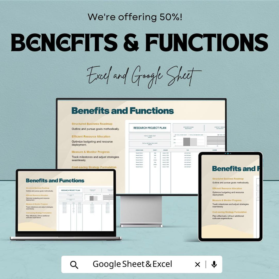 Research Project Plan Sheet | Google Sheets & Excel Template | Research Management | Project Planning Tool | Task Organizer |