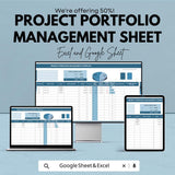 Project Portfolio Management Sheet - Excel and Google Sheets Template for Tracking, Budgeting & Reporting