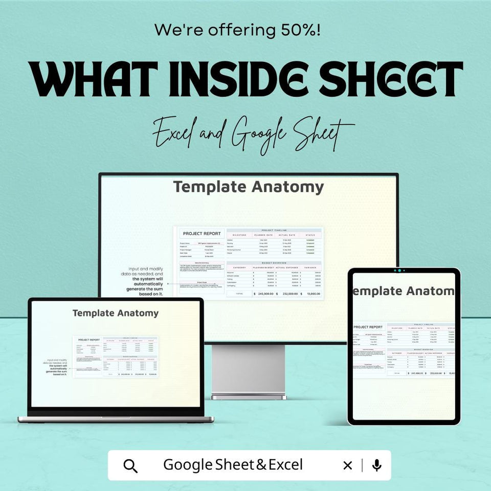 Project Completion Report Sheet | Excel & Google Sheets Template | Track Project Milestones, Budget, and Completion Status |