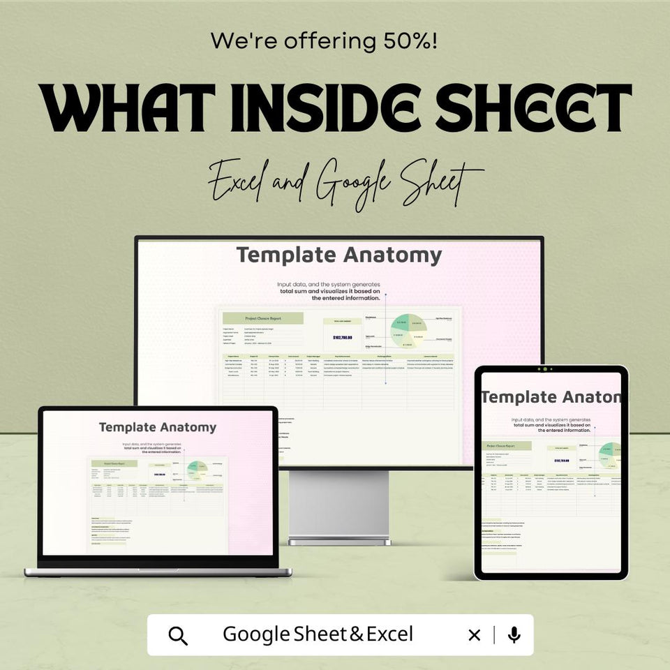 Project Closure Report Sheet | Excel and Google Sheet Template | Project Management Tool | Track Project Outcomes & Closure