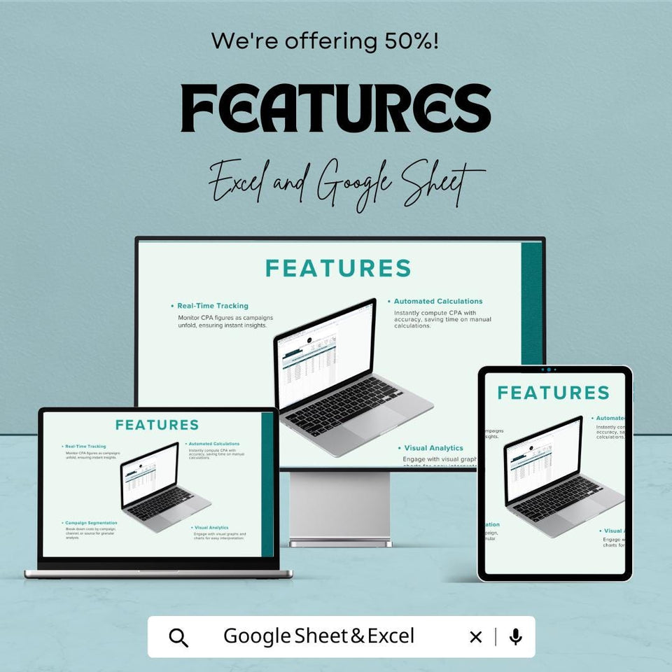 Marketing Cost Per Acquisition (CPA) Tracker Sheet - Excel & Google Sheets Template | Advertising Cost Tracker | Campaign Analysis