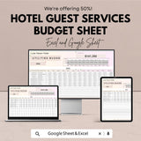 Hotel Guest Services Budget Sheet – Excel & Google Sheet Template – 2024 Financial Planning for Hotels – Track Services and Enhance Guest |