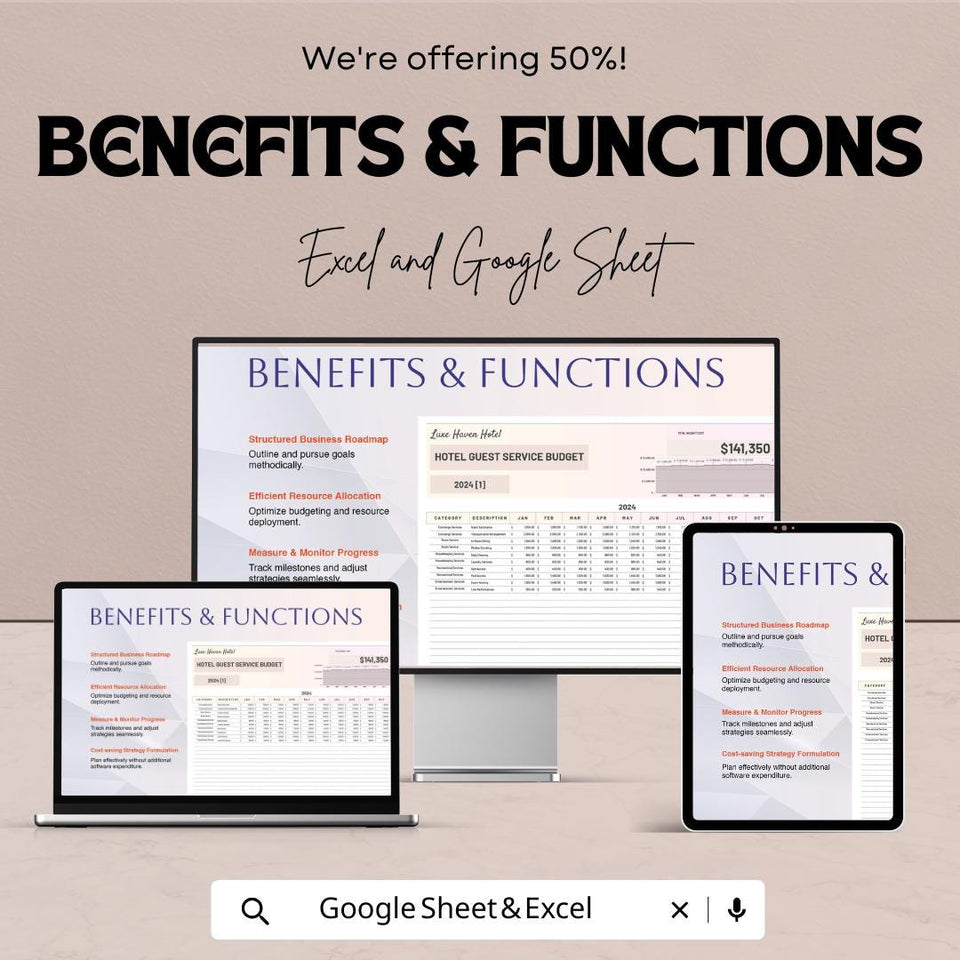 Hotel Guest Services Budget Sheet – Excel & Google Sheet Template – 2024 Financial Planning for Hotels – Track Services and Enhance Guest |
