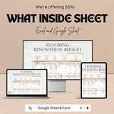 Flooring Renovation Budget Sheet | Excel & Google Sheet Template | Flooring Project Tracker | Home Improvement Budget Planner