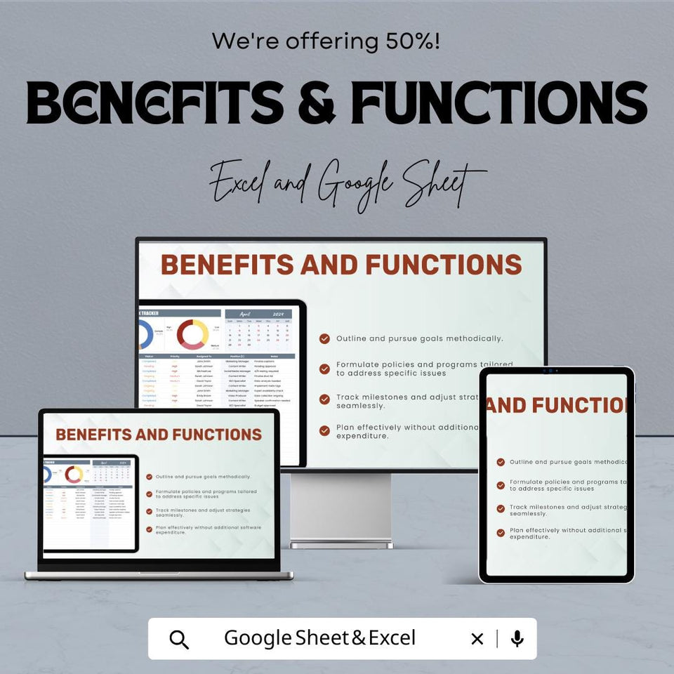 Business Task Tracker Sheet | Excel & Google Sheets Template | Task Management, Goal Setting, Employee Tracking | 50% Off
