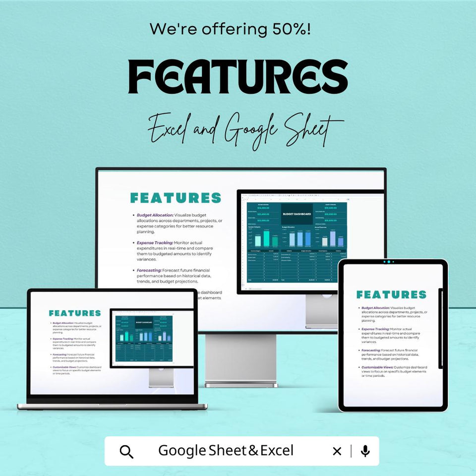 Budget Dashboard Sheet | Excel and Google Sheet Template | Financial Tracker | Budget Allocation & Expense Monitoring Tool